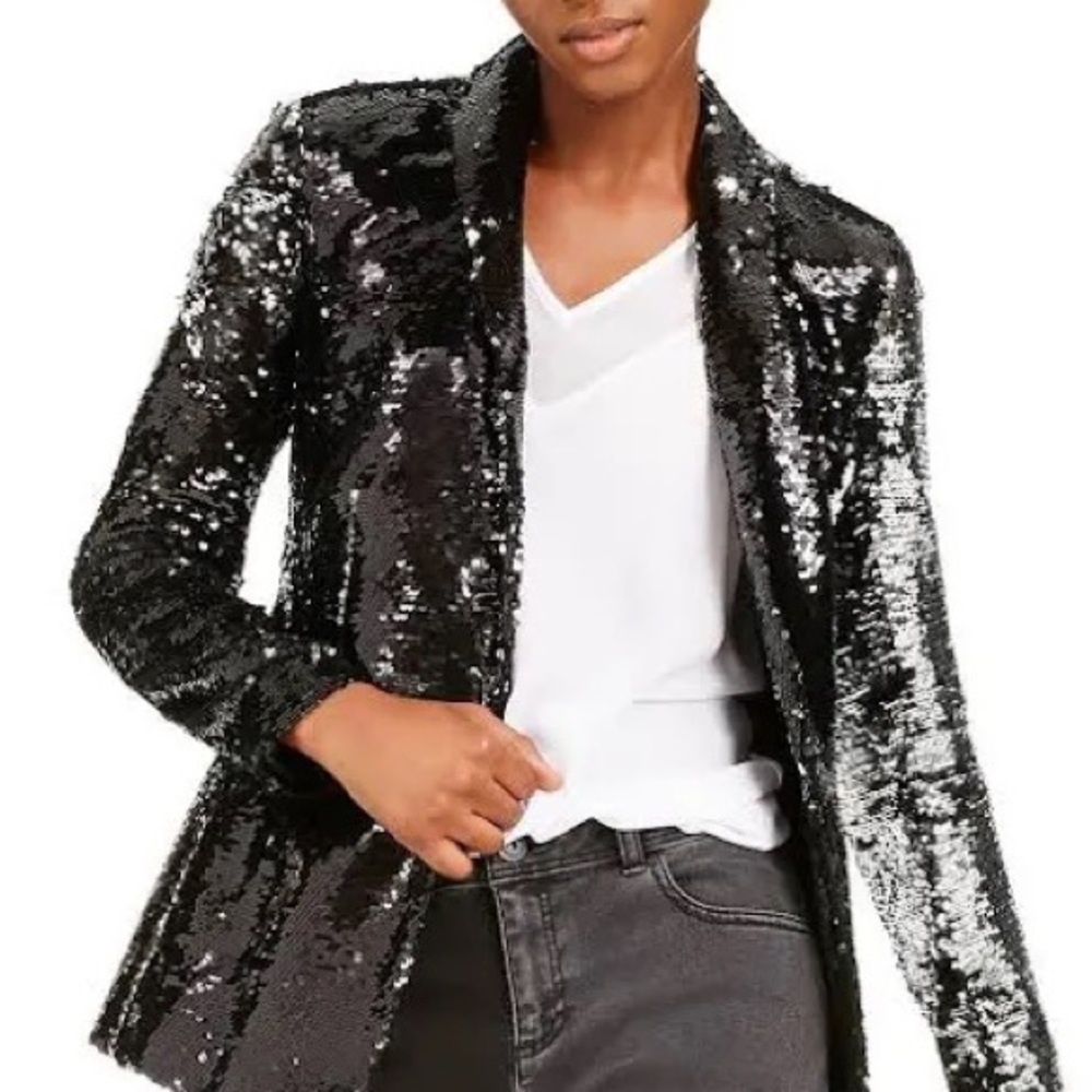 INC Black Sequin Blazer